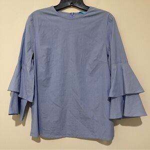 J. McLaughlin Light Blue Bell Sleeve Blouse